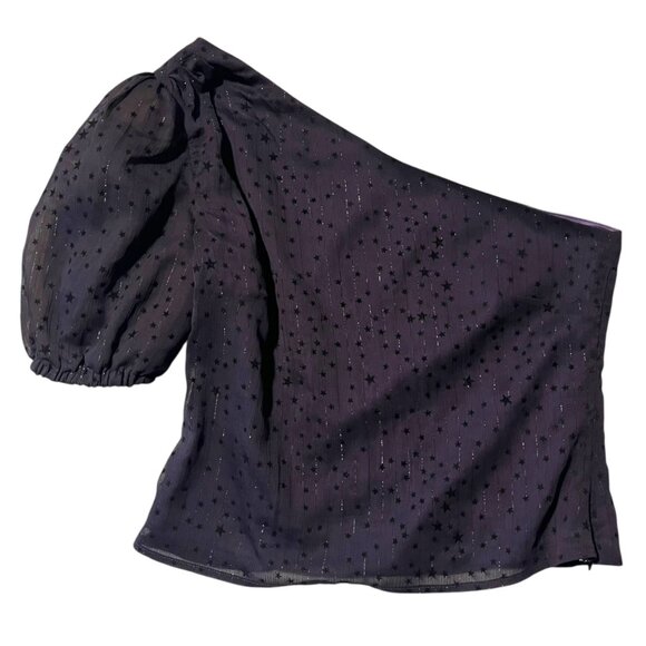MAJORELLE Marcelo Top Midnight Purple Women's Small One Shoulder Stars Going Out - Picture 2 of 9
